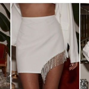 12th Tribe Madeline White Crystal Mini Skirt